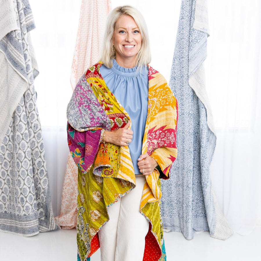Kaleidoscope Kantha Cape