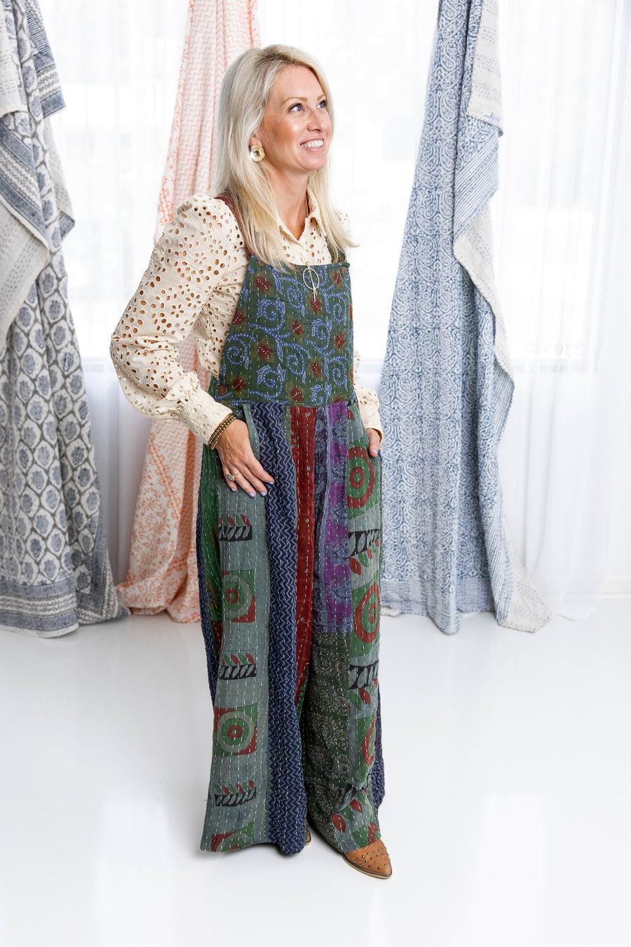 Gathered Threads Kantha Overalls