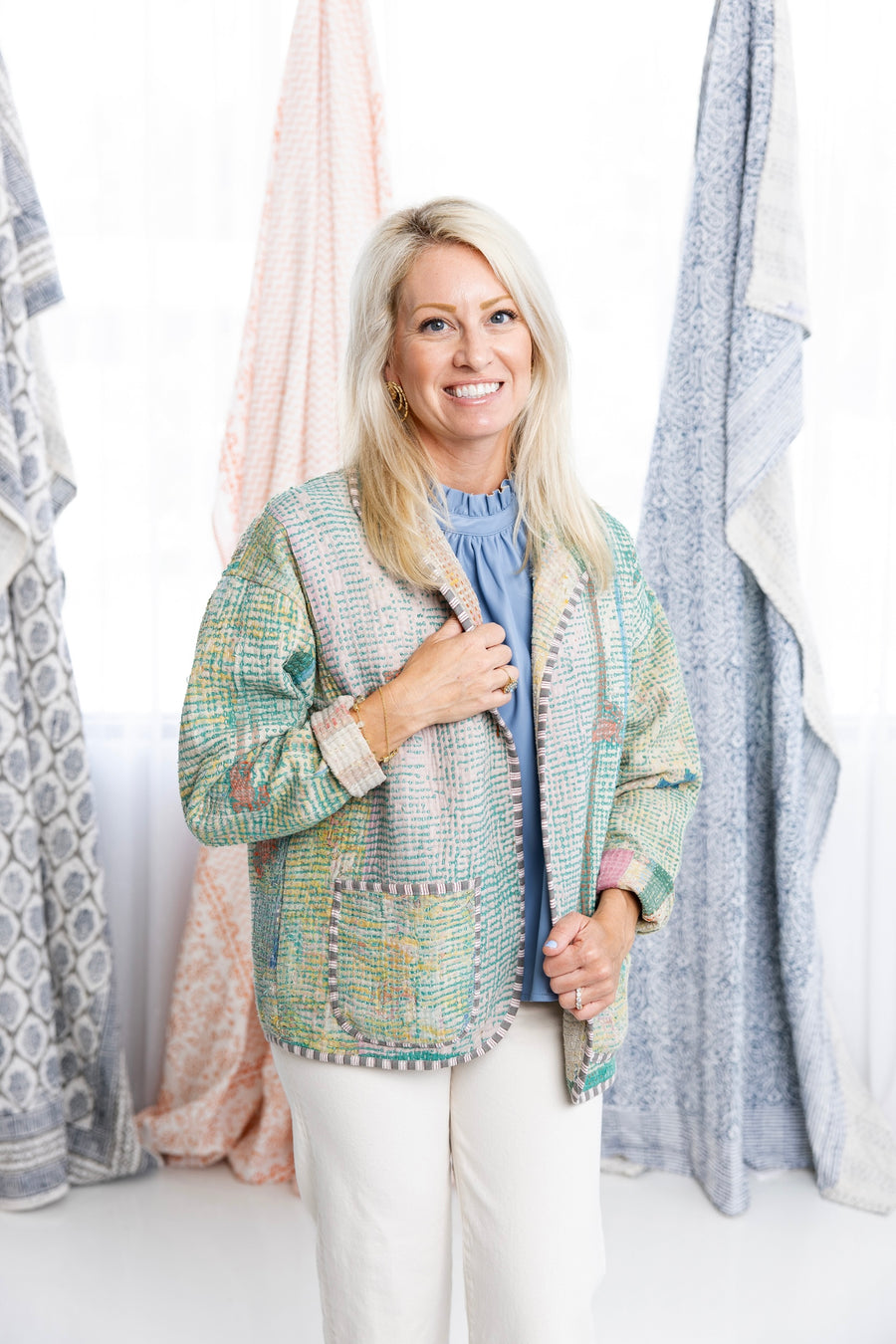 Antique Pathways Reversible Kantha Jacket
