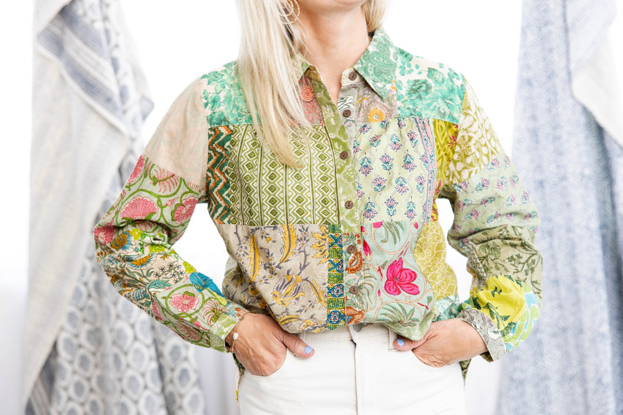 Green Meadows Patchwork Blouse