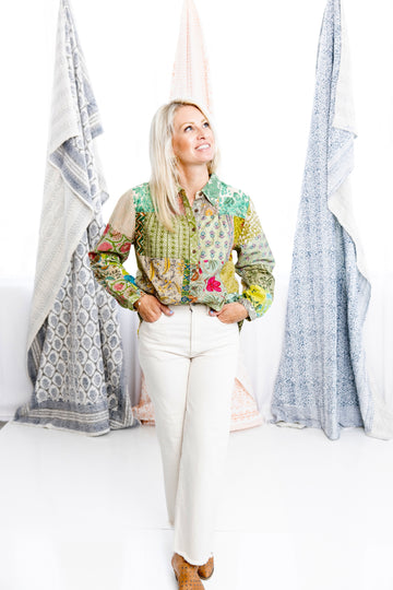 Green Meadows Patchwork Blouse