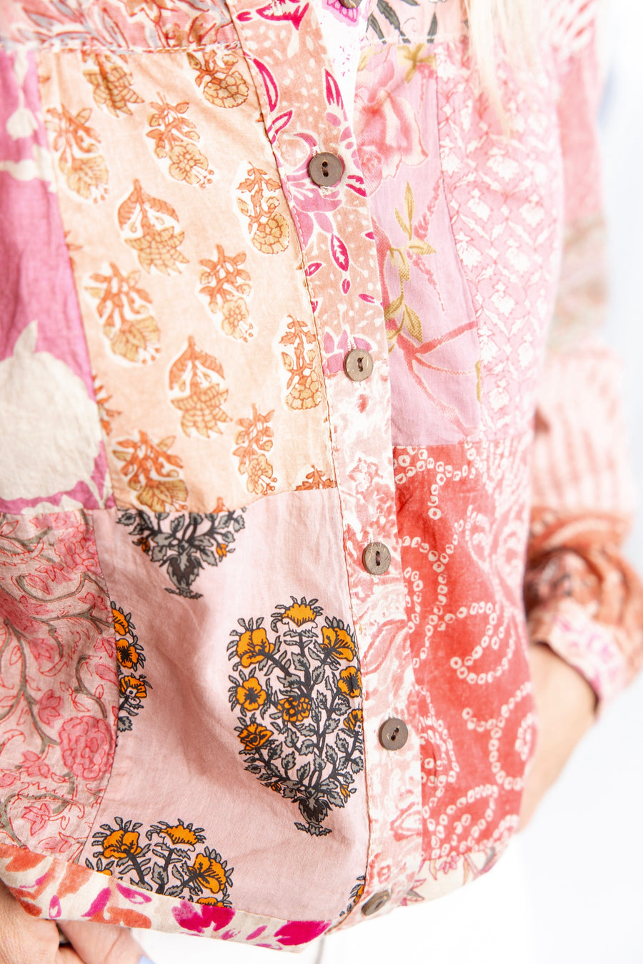 Dusty Rose Patchwork Blouse