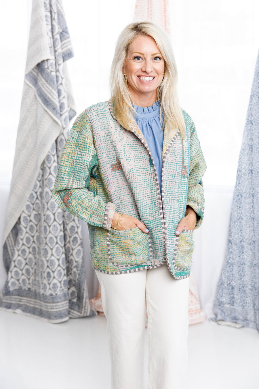 Antique Pathways Reversible Kantha Jacket
