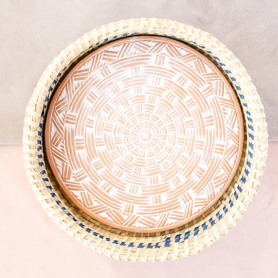 Round Weave Blue Bread Warmer
