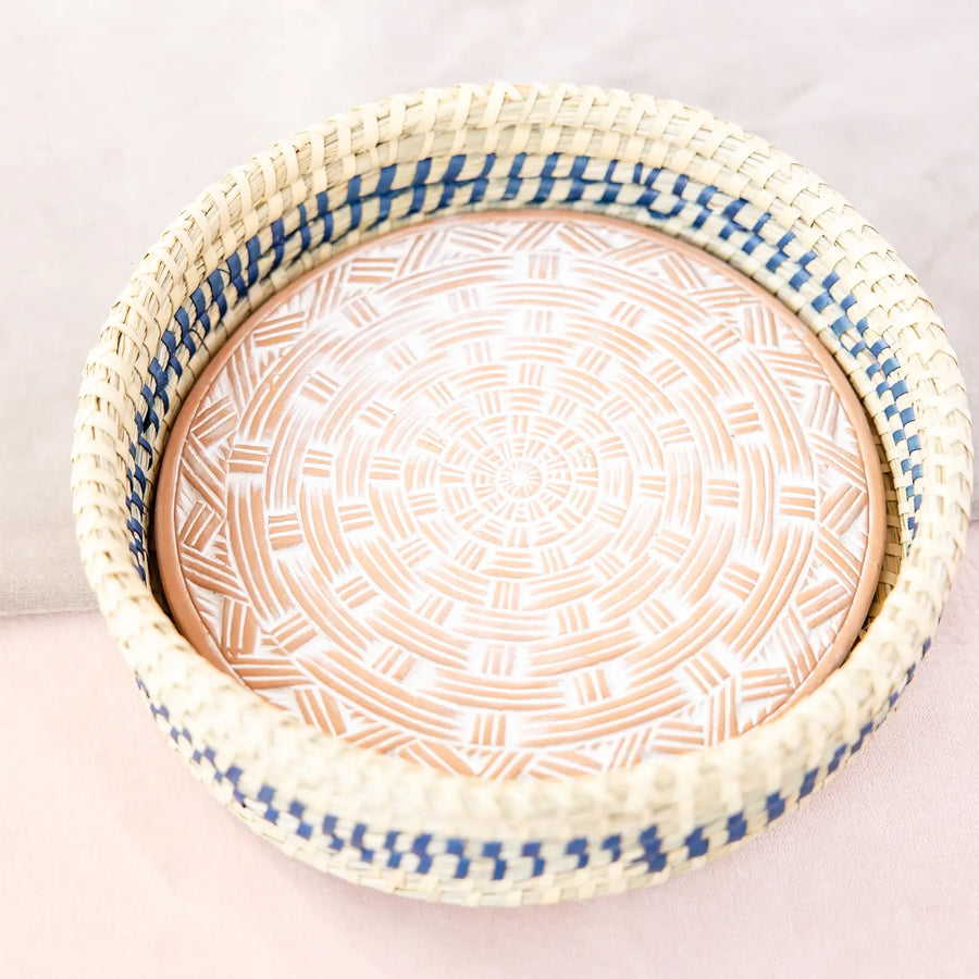 Round Weave Blue Bread Warmer