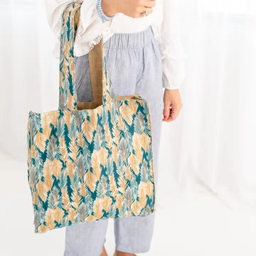 Everyday Tote- Aqua Pompas Feather