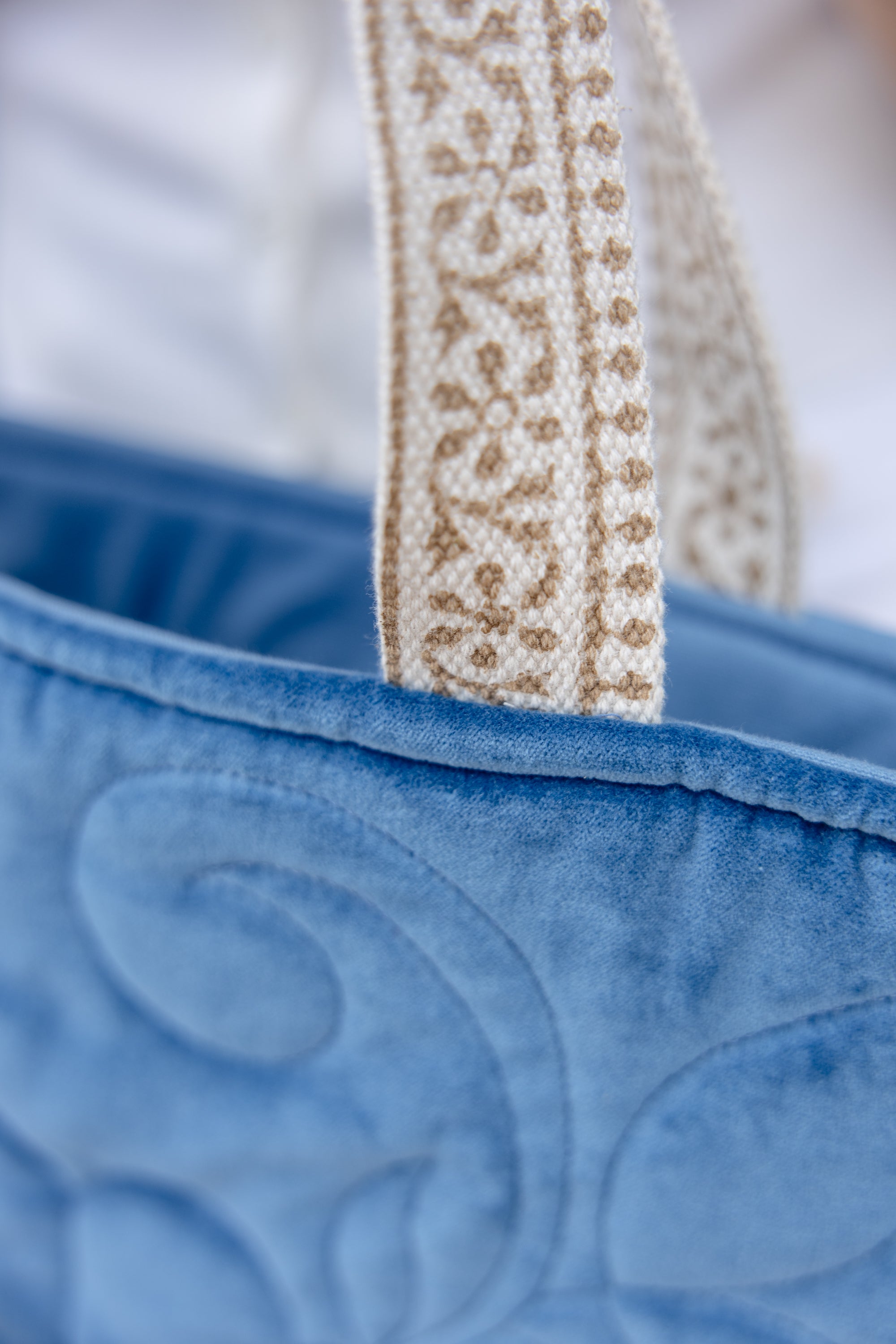 Indigo Bloom Velvet Tote