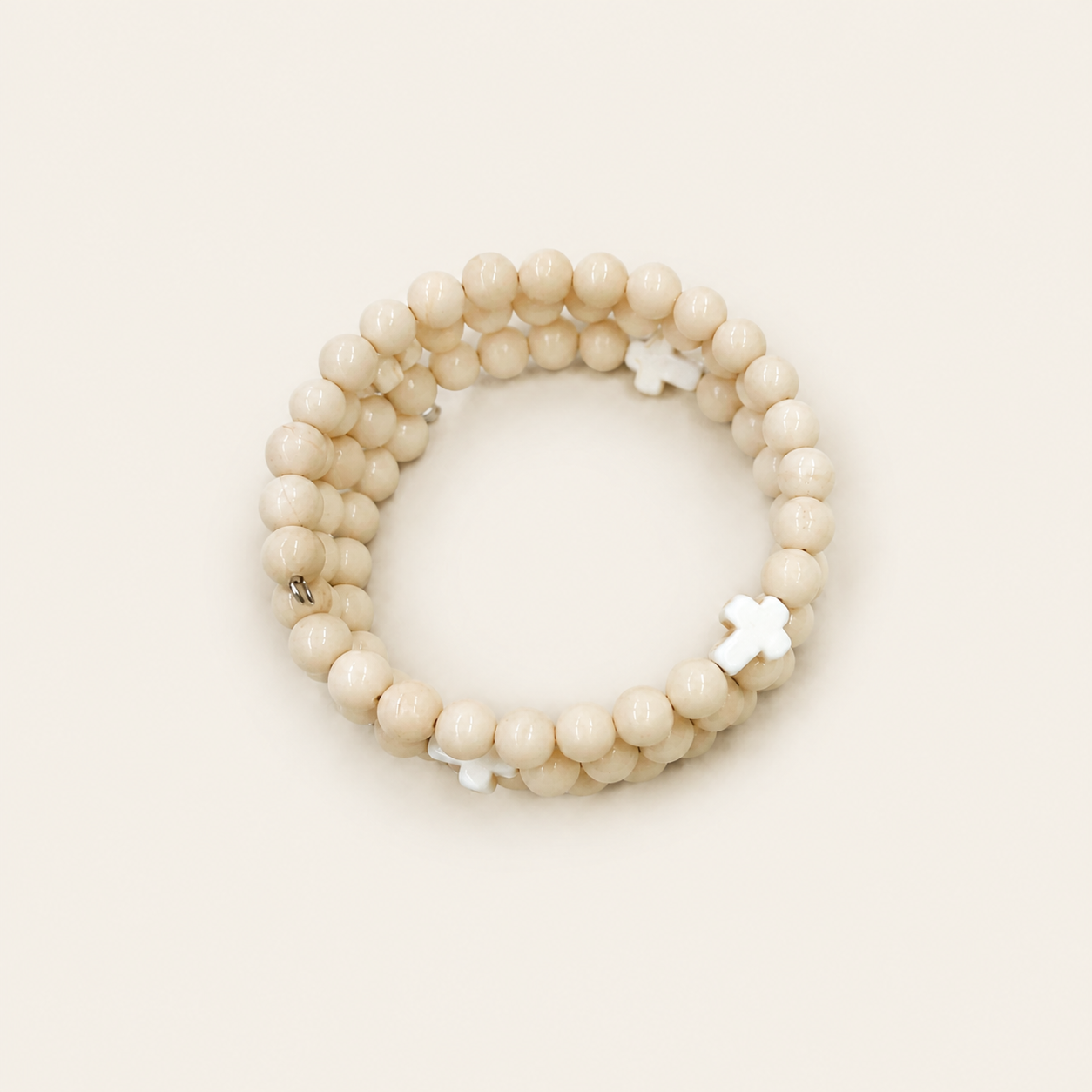 Good Money Bracelet-Cream with Cross