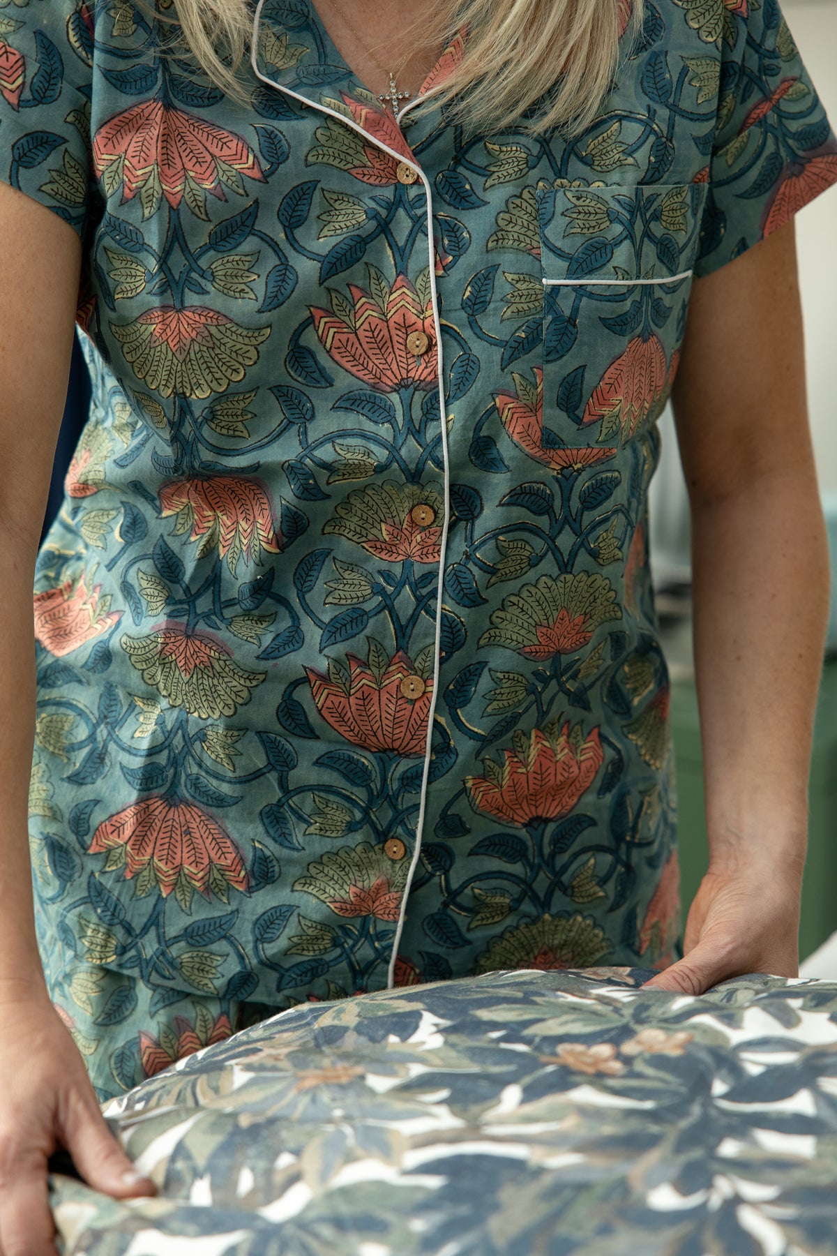 Seafoam Bloom Pajama Set-Shorts