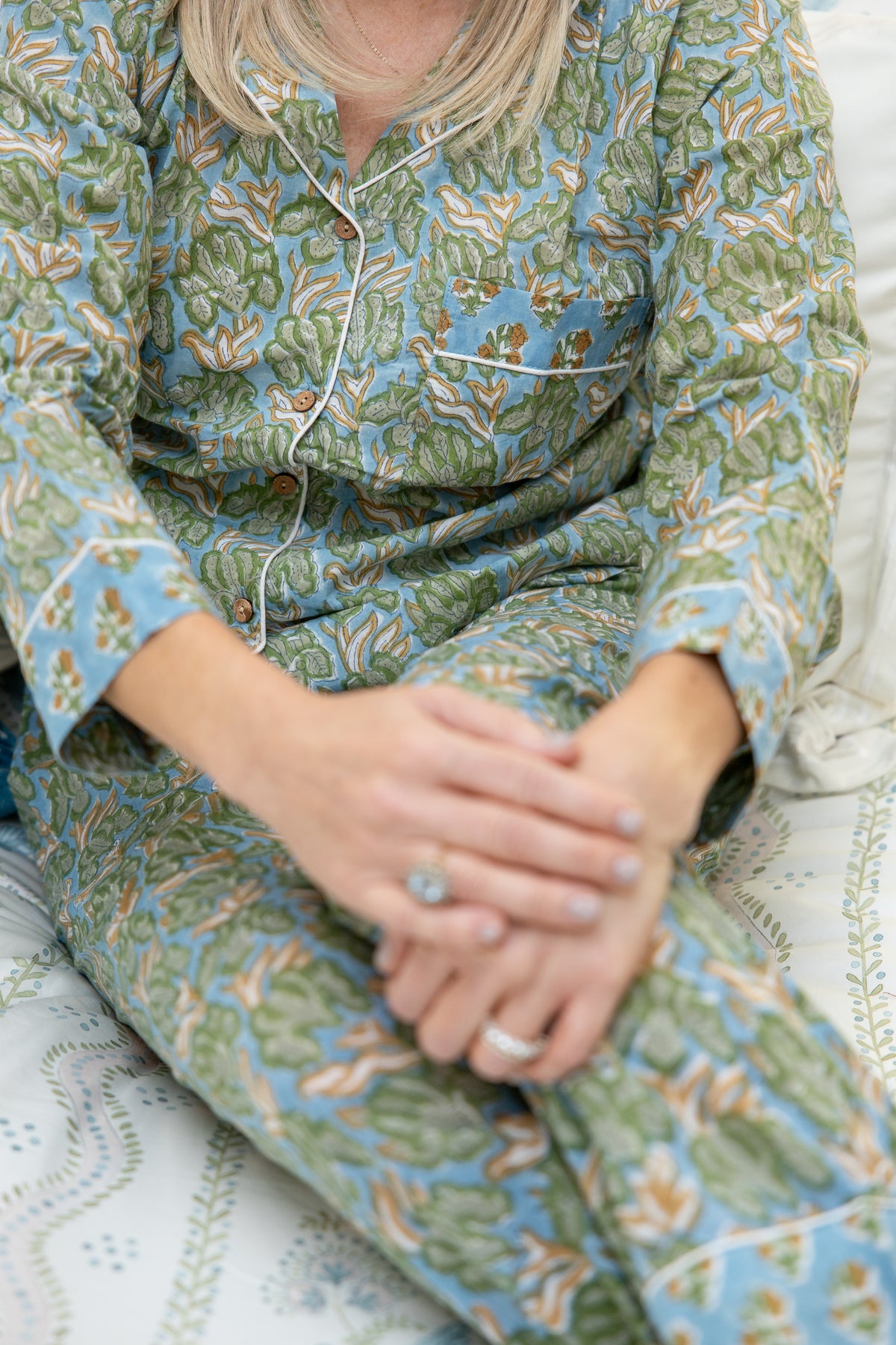 Celadon Floral Pajama Set- Pants