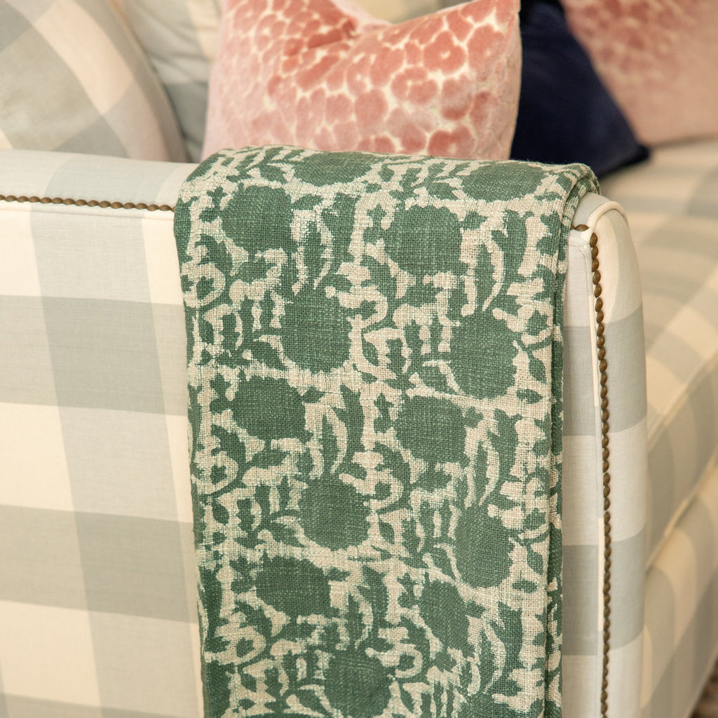 Emerald Blossom Block Print Throw