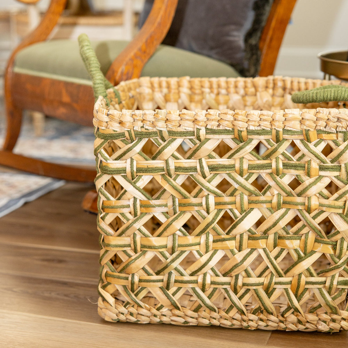 Evergreen Handwoven Storage Basket-Large