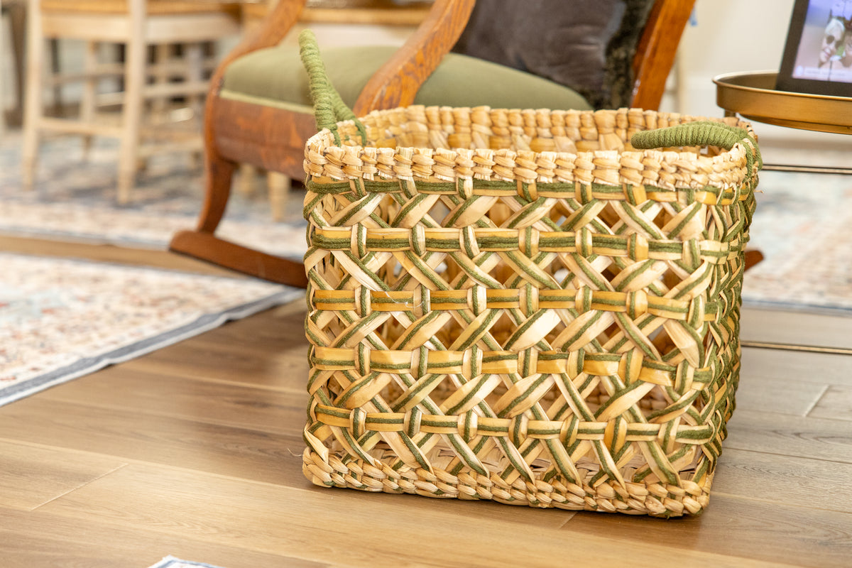 Evergreen Handwoven Storage Basket-Large