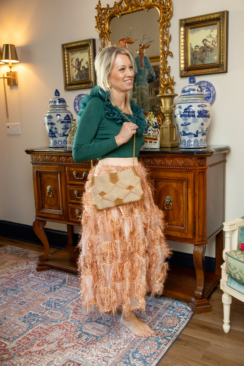 Handmade Macramé Clutch- Champagne and Caramel