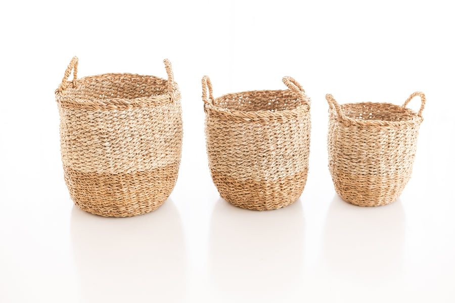 Ombre Hogla and Jute Basket Large