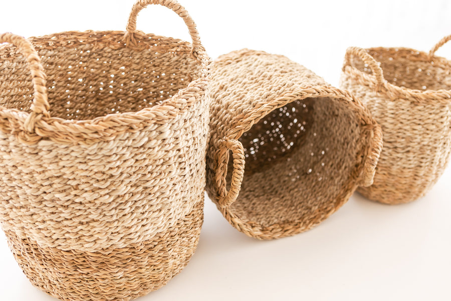 Ombre Hogla and Jute Basket Large