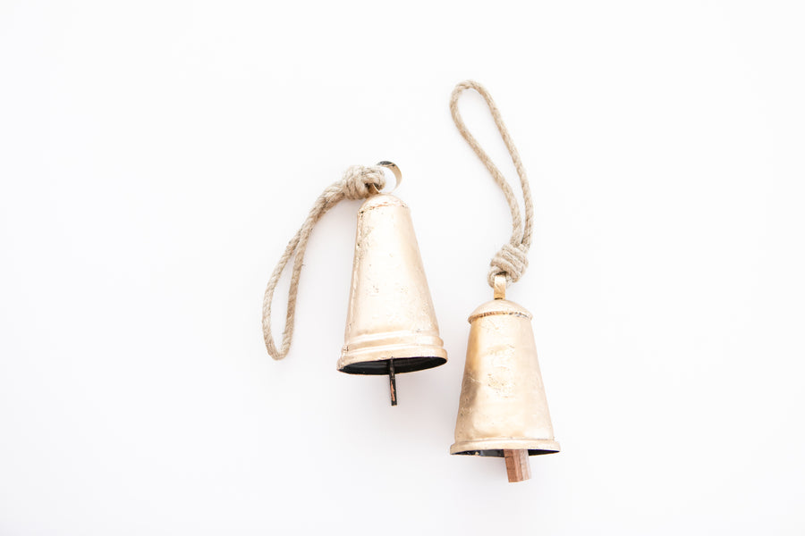 Double Rim Holiday Brass Cone Bell