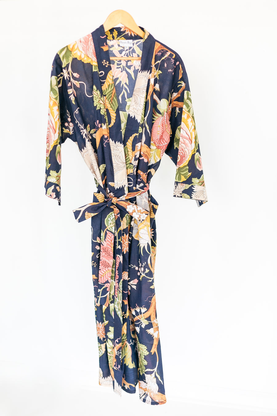 Floral Print Cotton Robe-Full Length