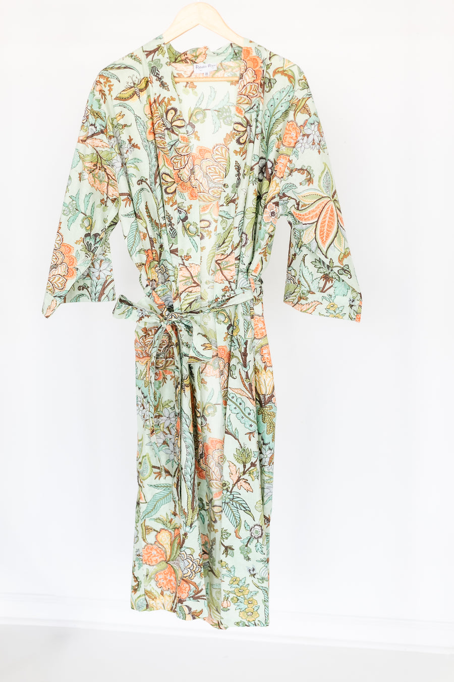 Floral Print Cotton Robe-Full Length