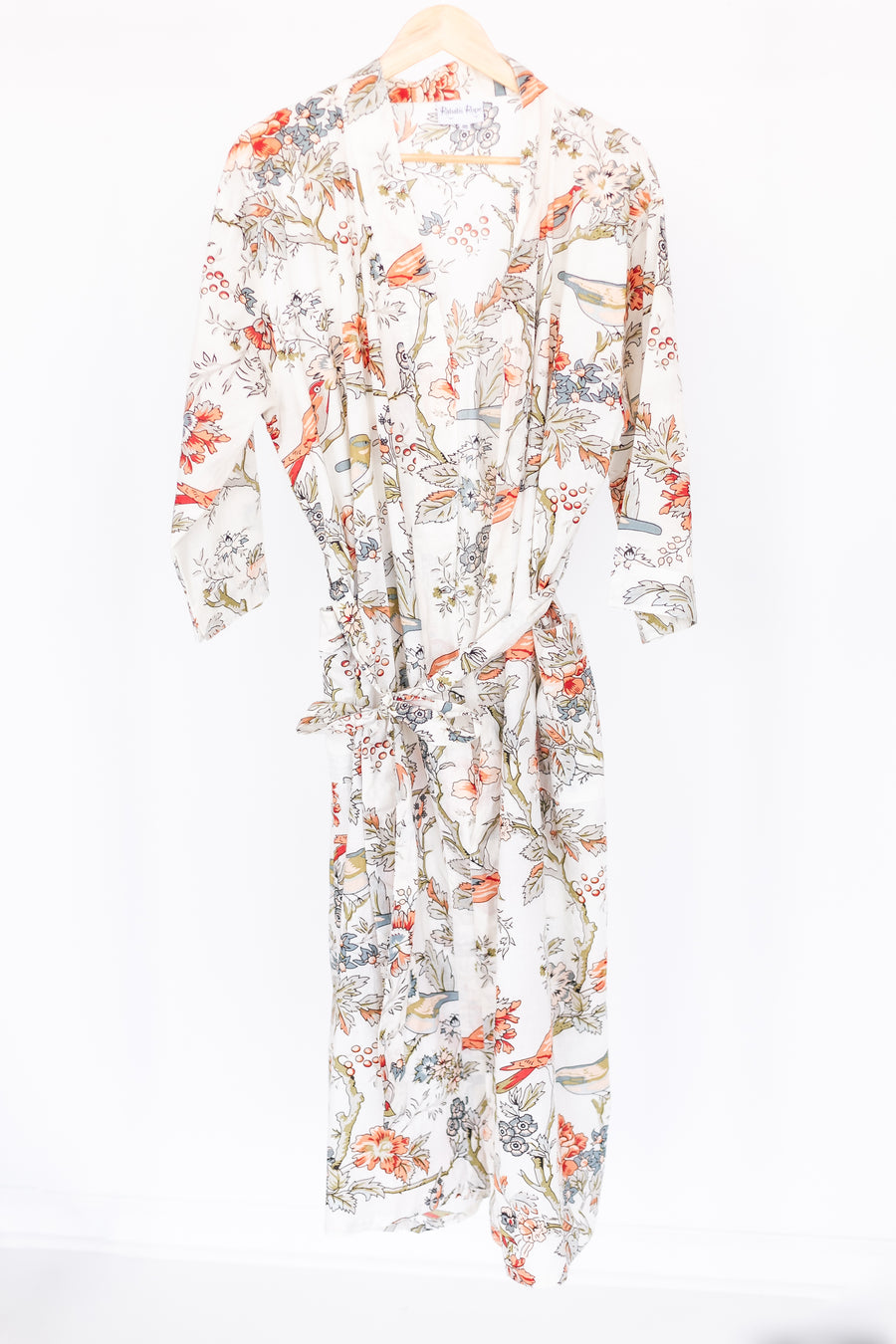 Floral Print Cotton Robe-Full Length