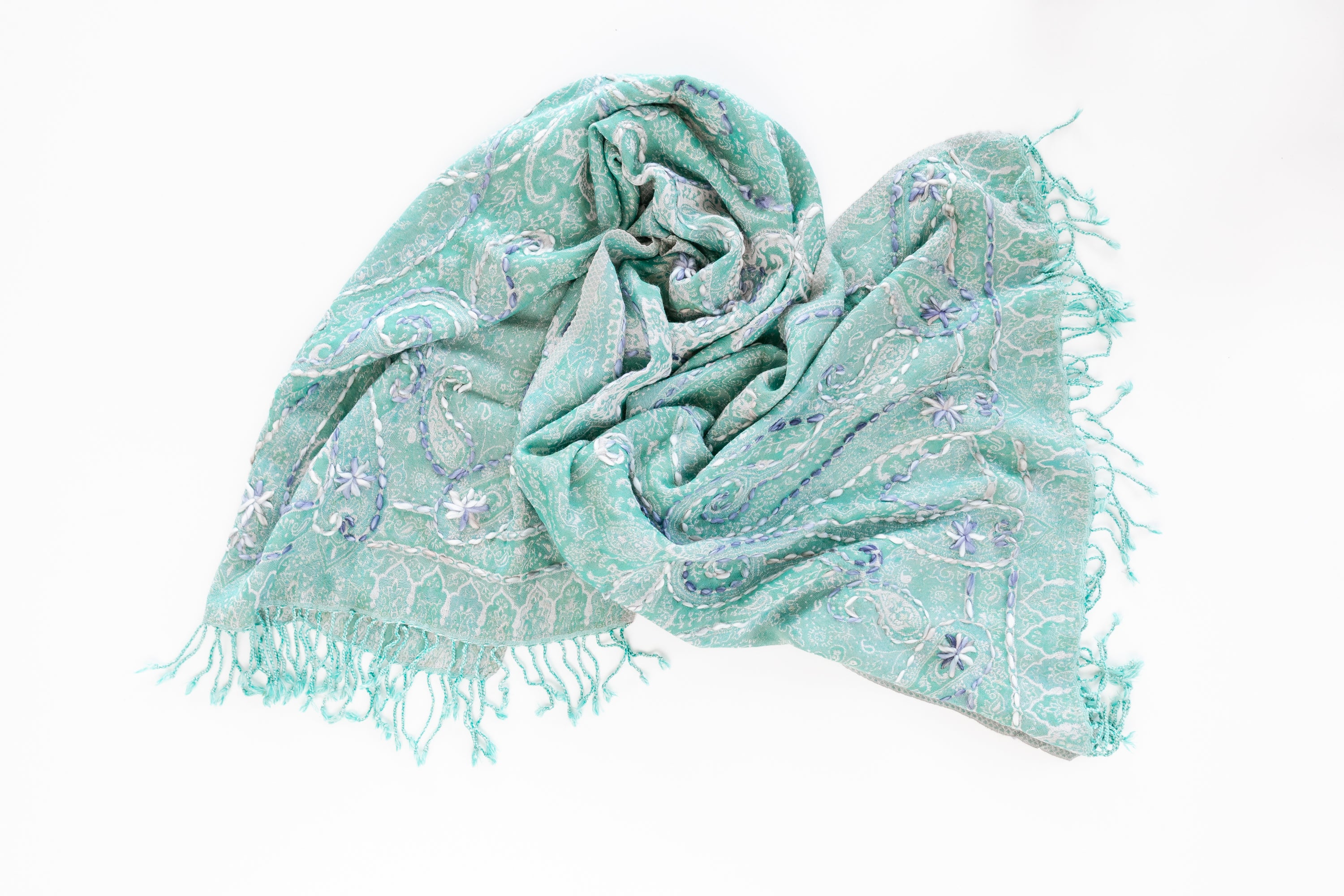 Woven Embroidered Wool Wrap