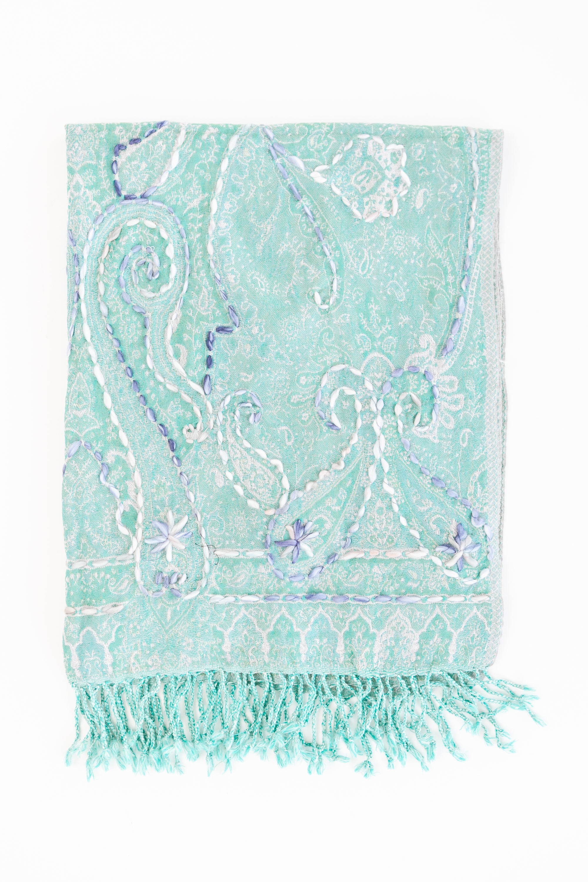 Woven Embroidered Wool Wrap