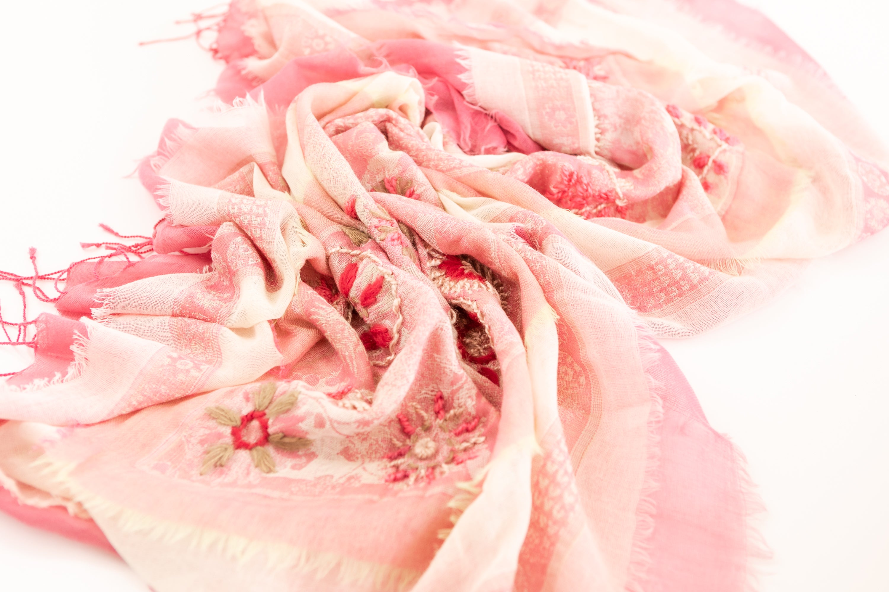 Layered Wool Embroidered Wrap