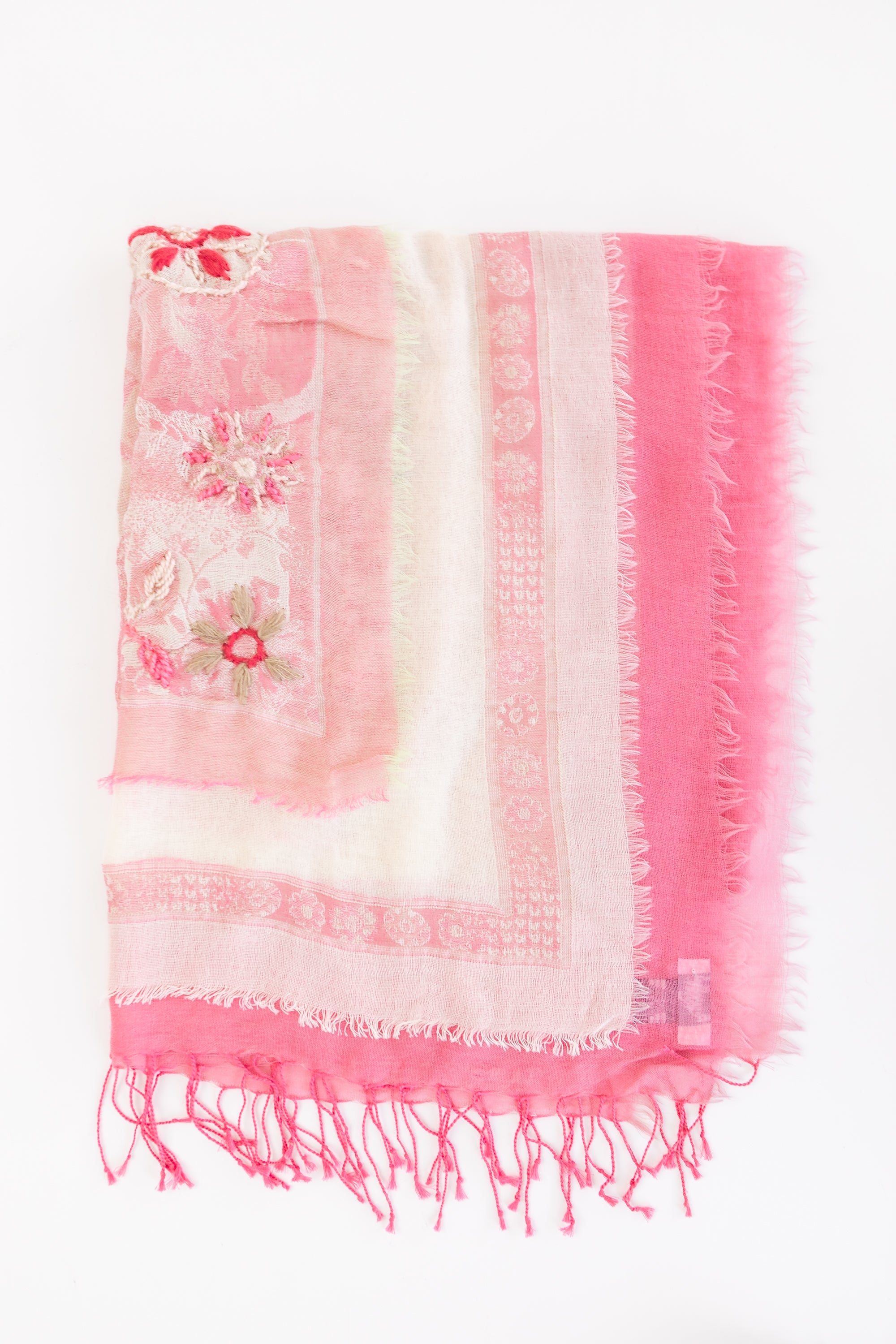 Layered Wool Embroidered Wrap